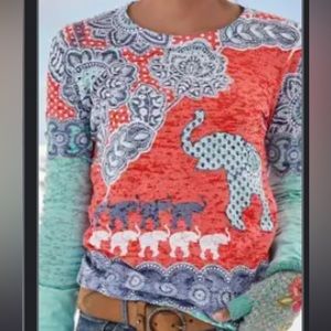 NWOT Whimsy Rose Raspberry Wild Animal Kingdom Elephant March Tee, XS